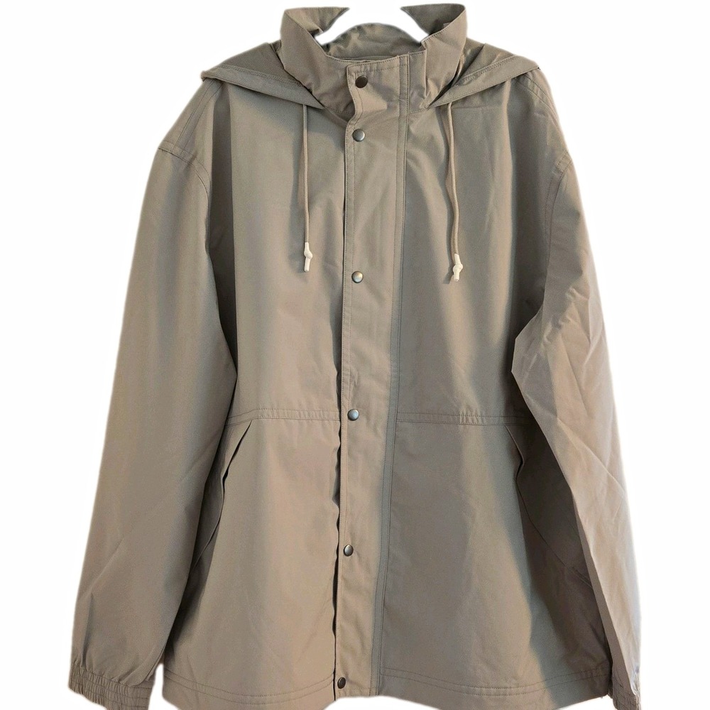 NWT Mens Goodfellow & Co Gray Rain/Wind Zip/Button Hooded Jacket. 2XL Tall.